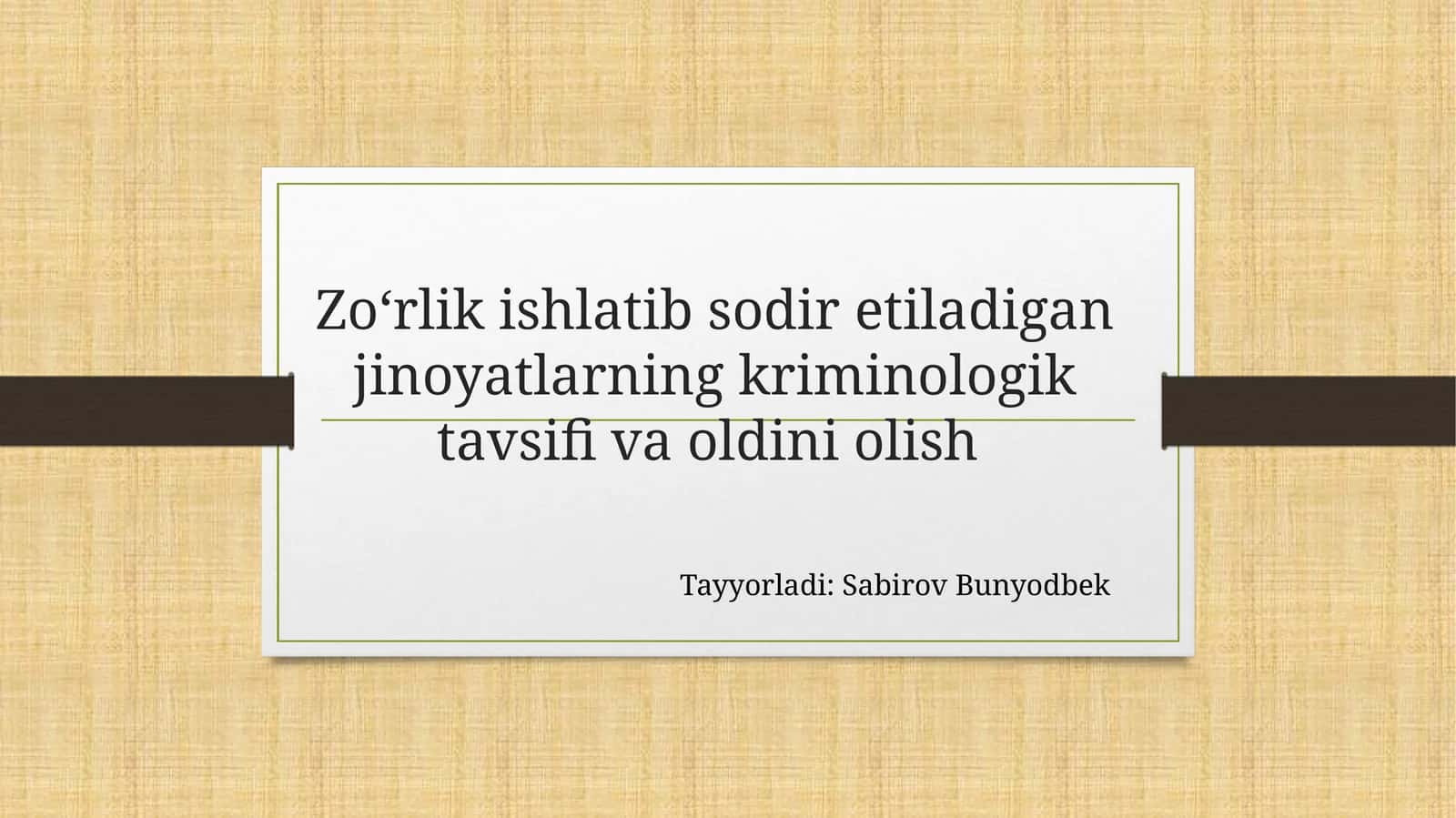 Zo‘rlik ishlatib sodir etiladigan jinoyatlarning kriminologik tavsifi va oldini olish