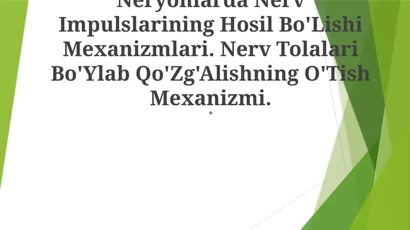 Neryonlarda Nerv Impulslarining Hosil Bo'Lishi Mexanizmlari