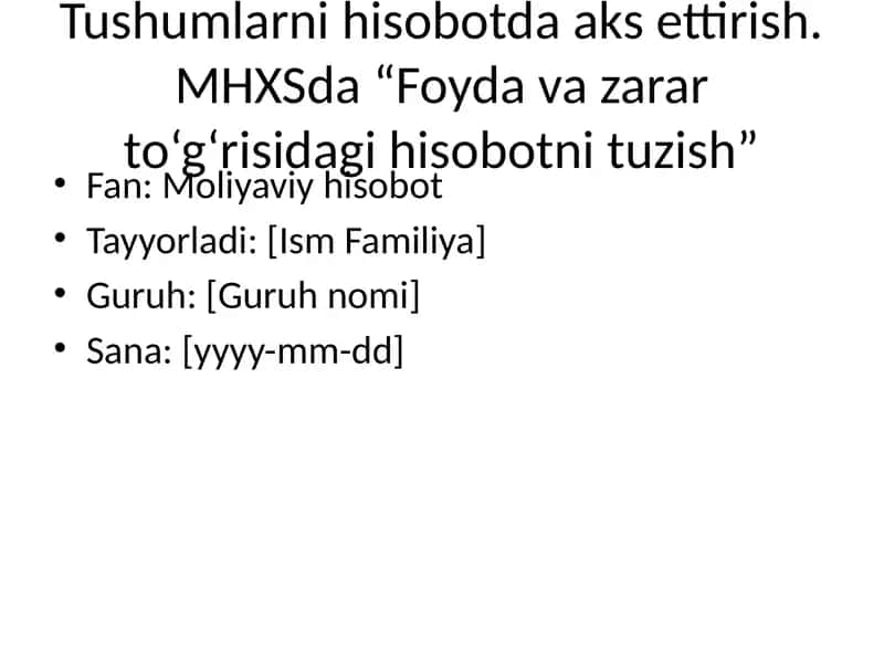 Moliyaviy hisobot