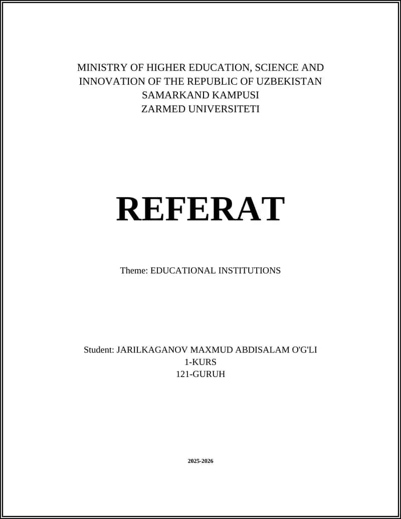 ZARMED UNIVERSITETI REFERAT