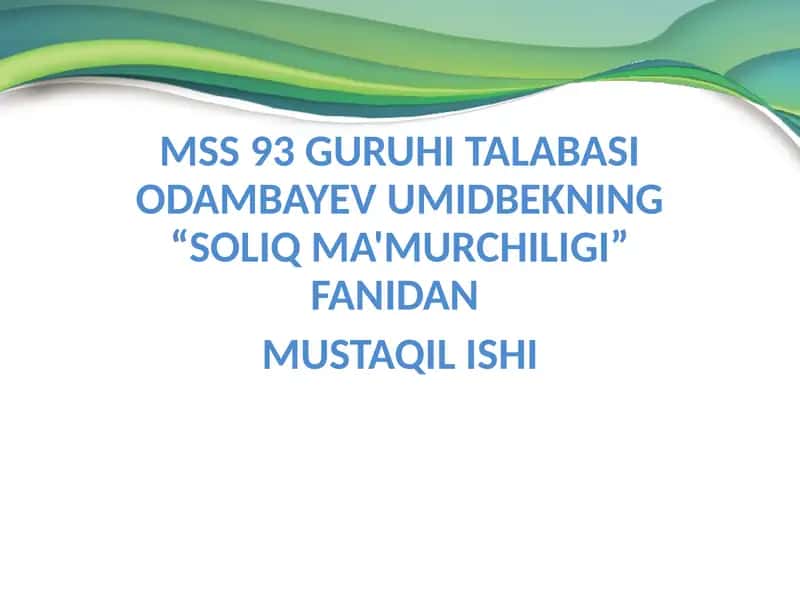 Soliq ma'muriyat chiligi