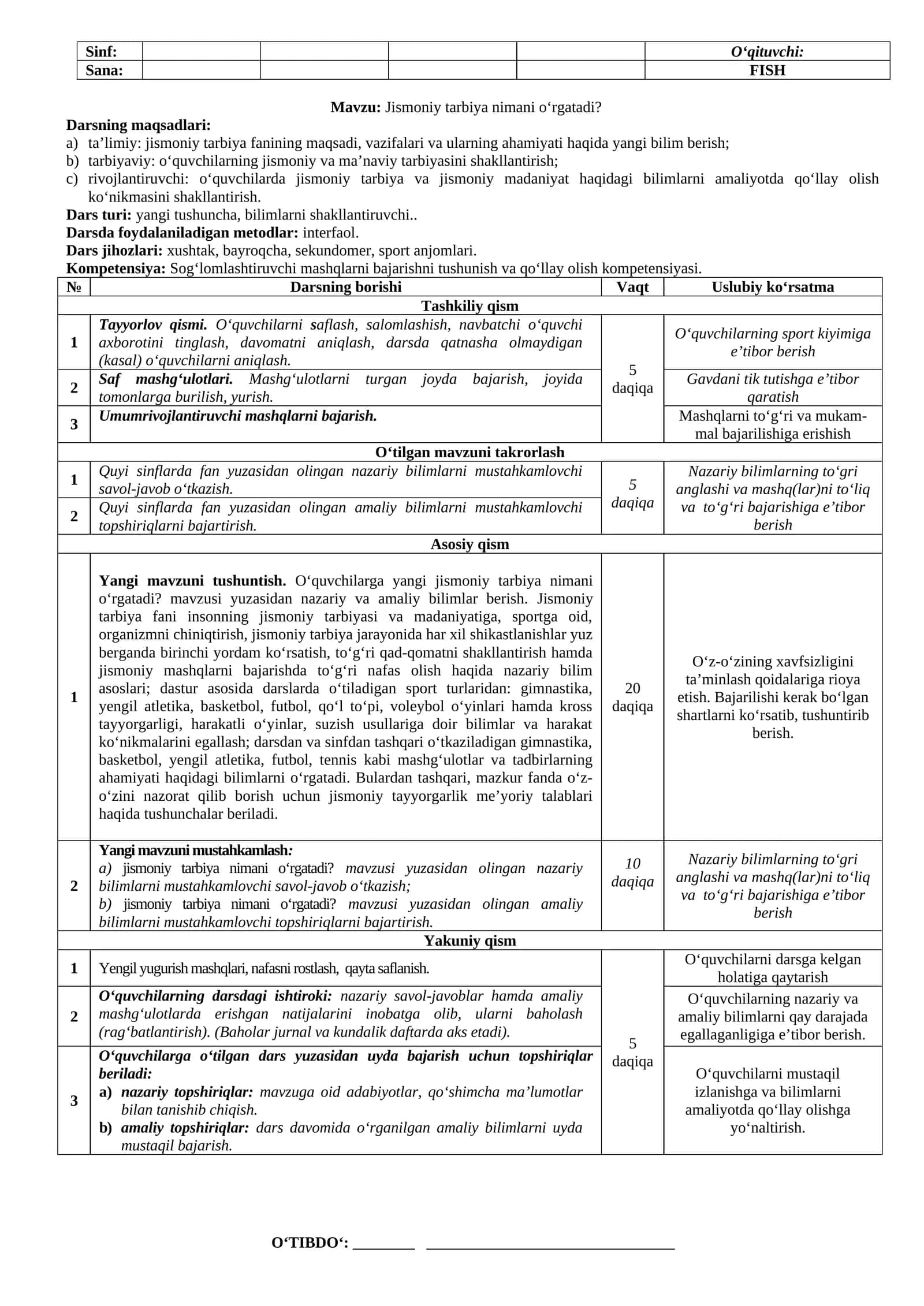 Jismoniy tarbiya nimani o‘rgatadi?