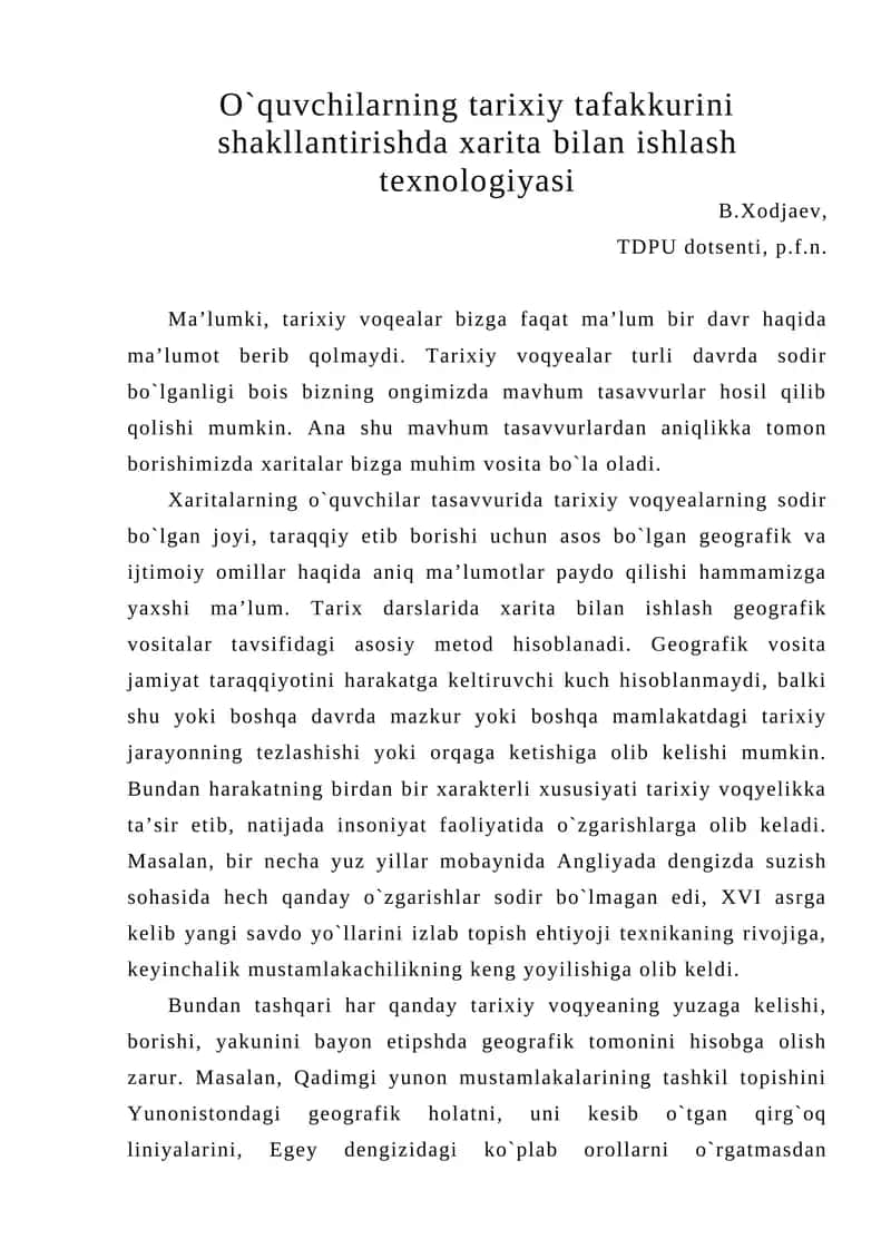 Xaritalar va tarixiy tafakkur