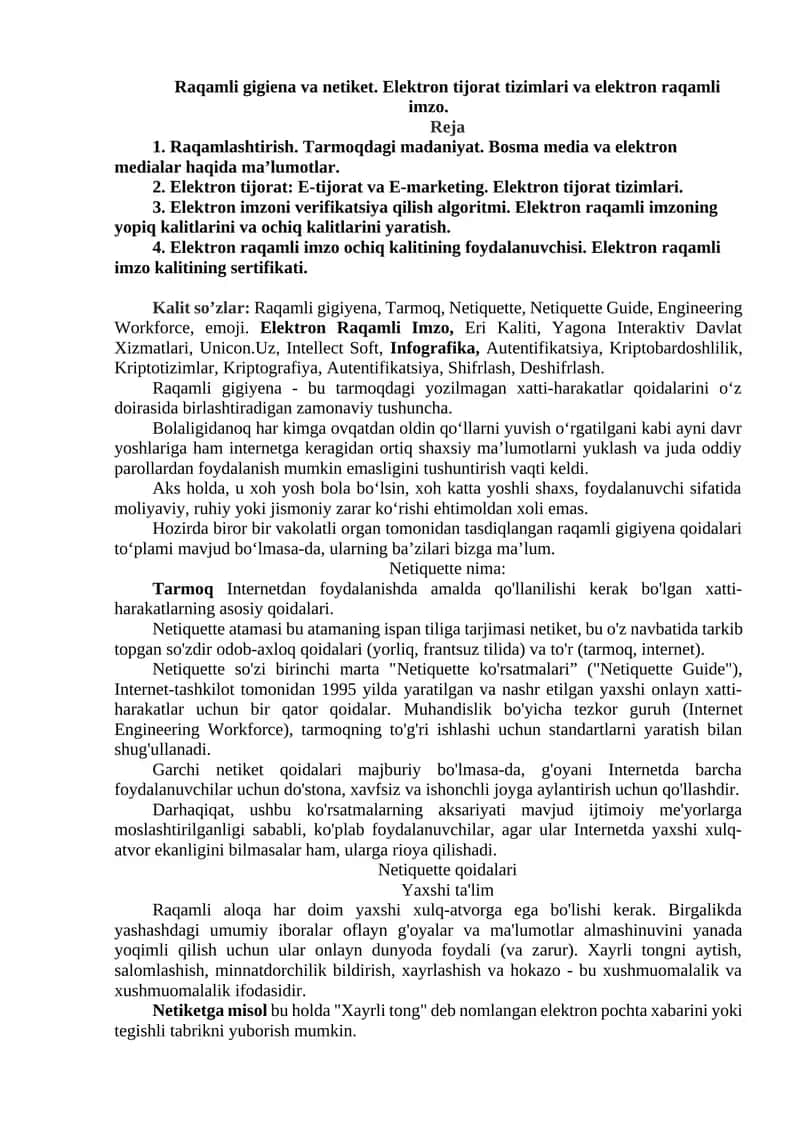 Raqamli gigiyena va netiket