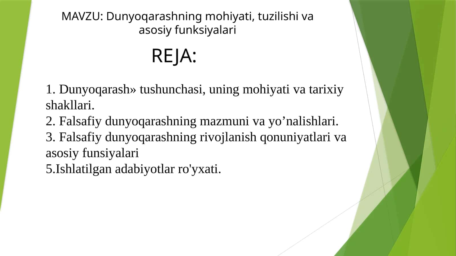 Dunyoqarashning mohiyati, tuzilishi va asosiy funksiyalari