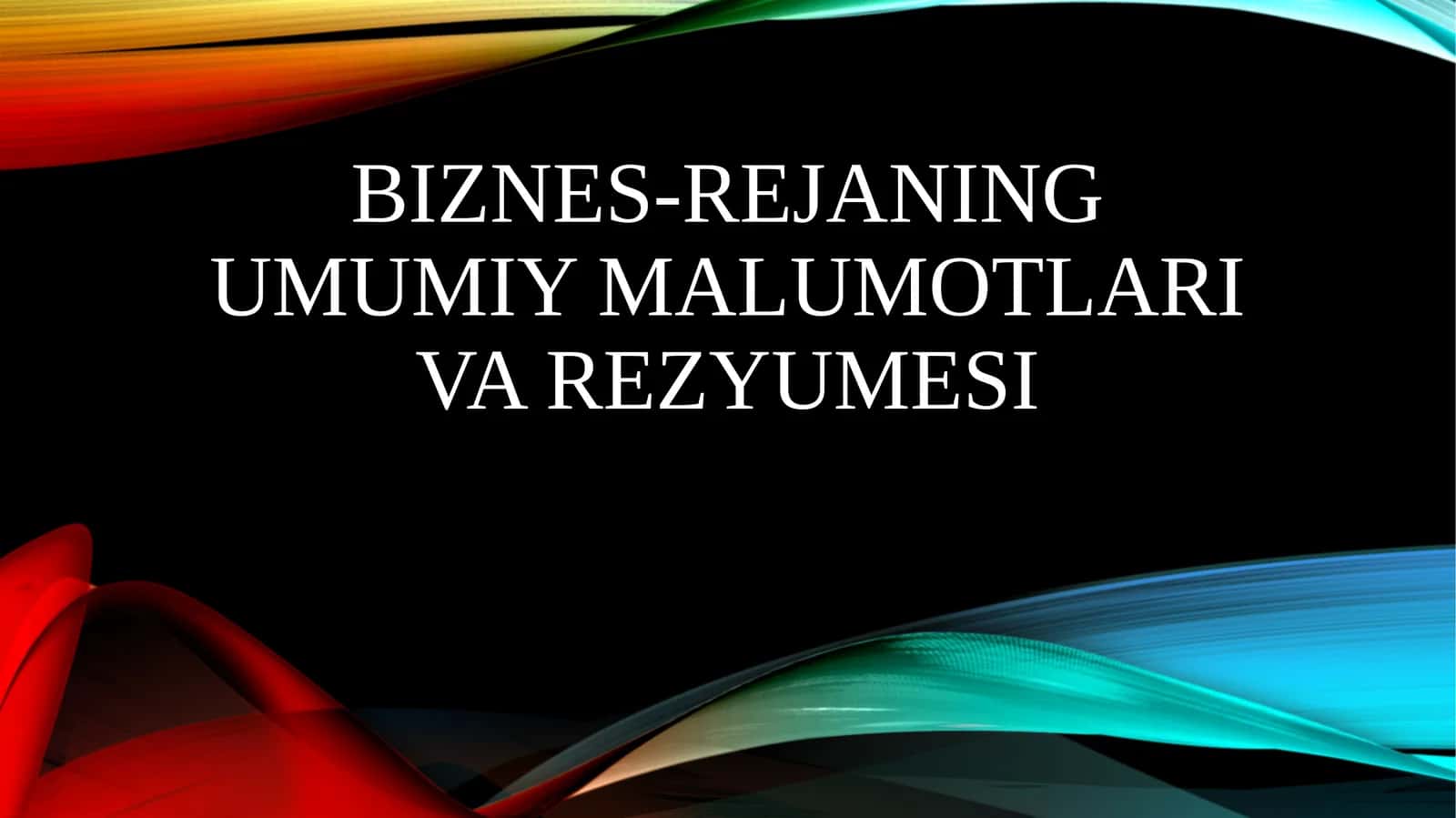 Biznes-rejaning umumiy ma'lumotlari va rezyumesi