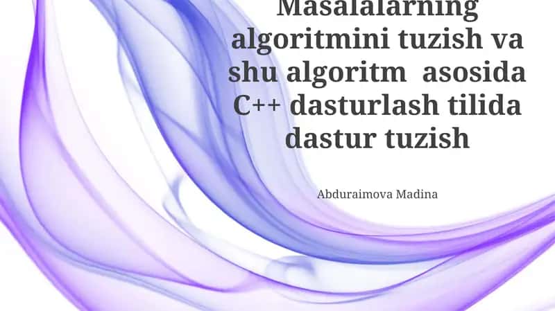 Muammo Yechish Algoritmining Ishlab Chiqilishi