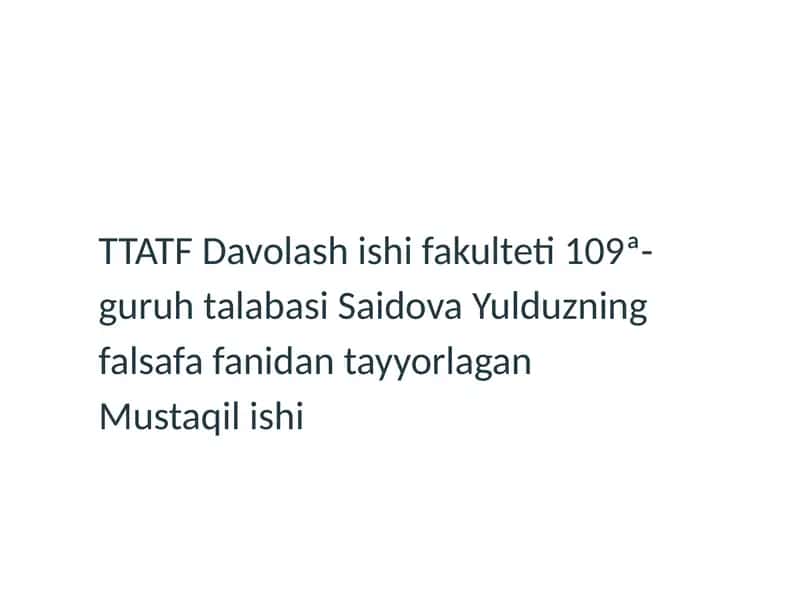 Mustaqil ish "Dunyoqarash"