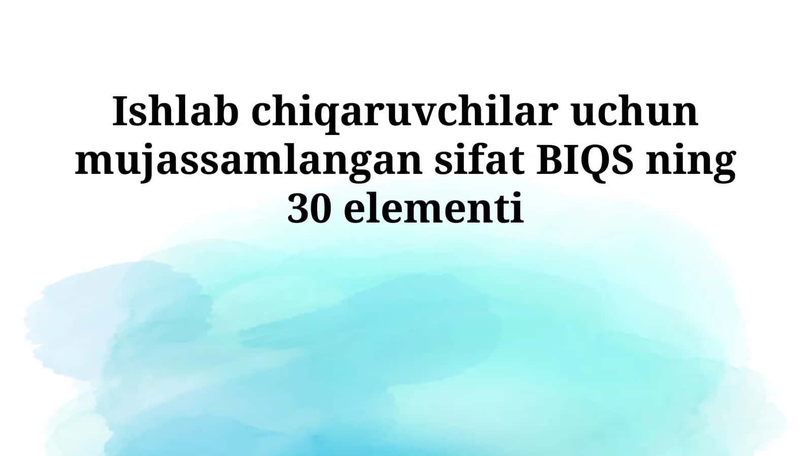 Ishlab chiqaruvchilar uchun mujassamlangan sifat BIQS ning 30 elementi
