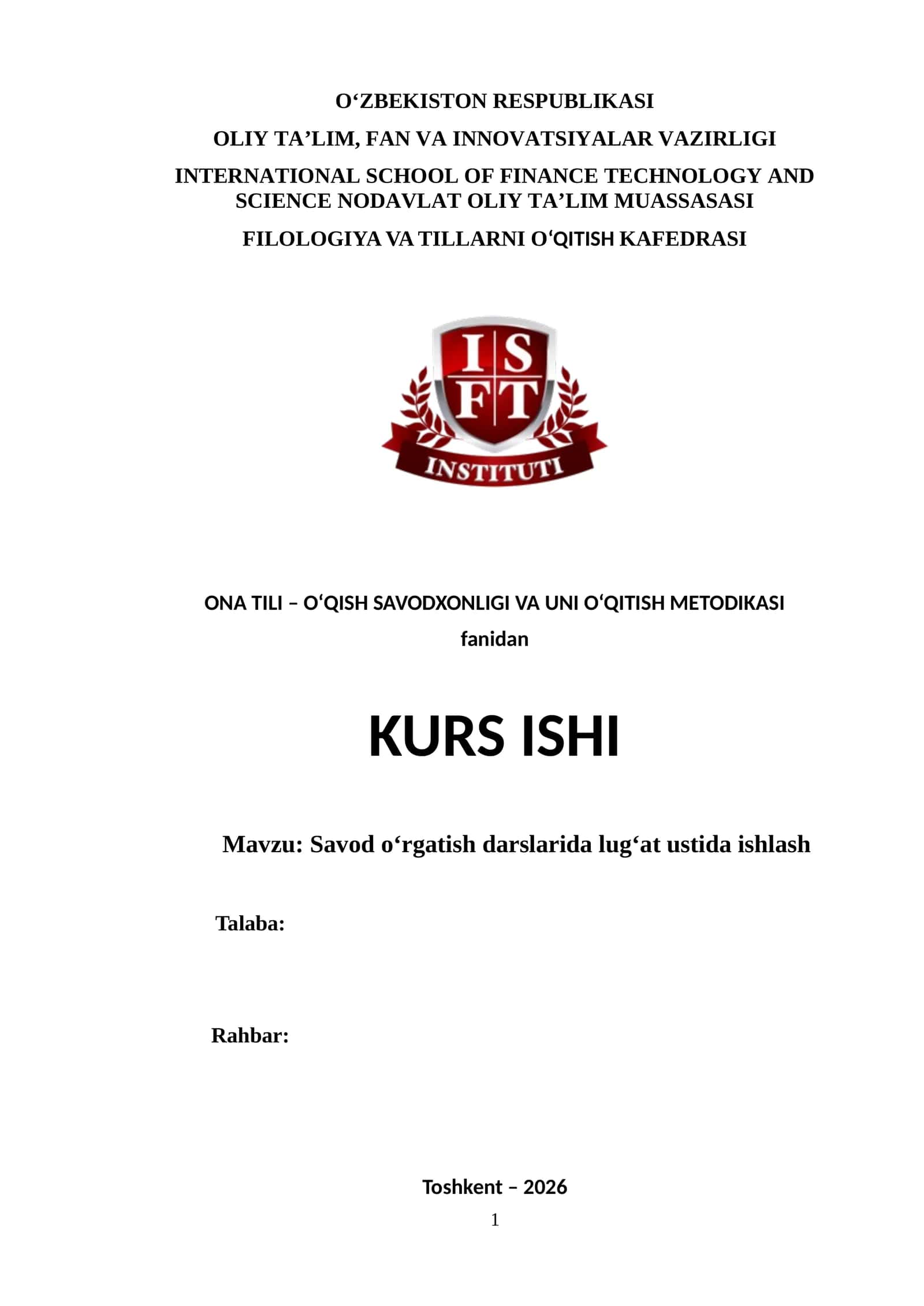 Savod o‘rgatish darslarida lug‘at ustida ishlash