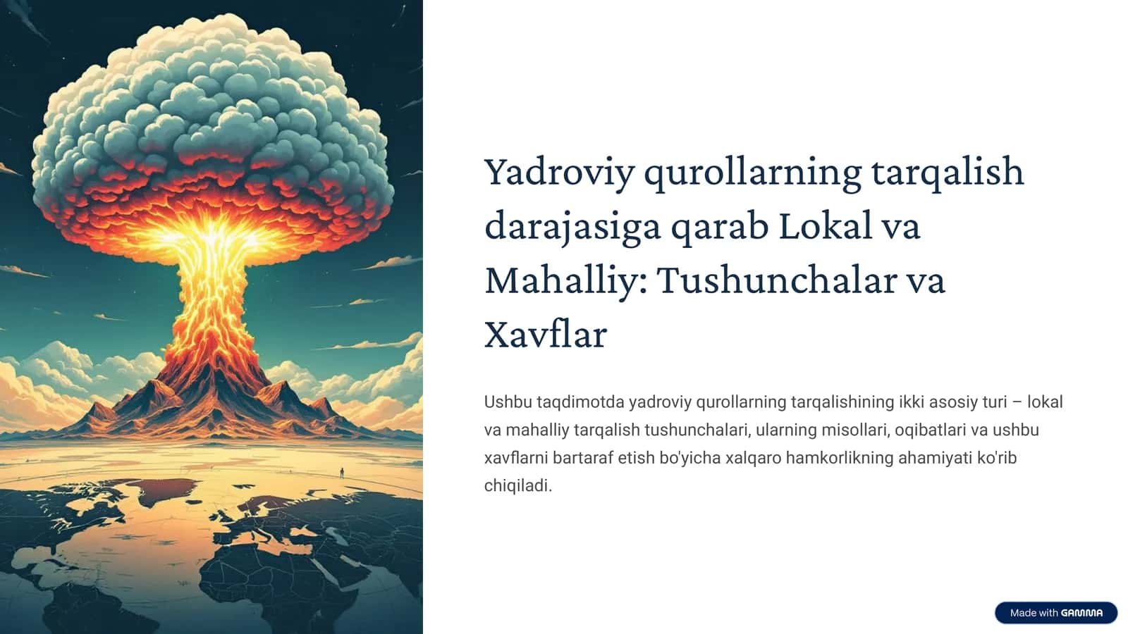 Yadroviy qurollarning tarqalish darajasiga qarab Lokal va Mahalliy: Tushunchalar va Xavflar