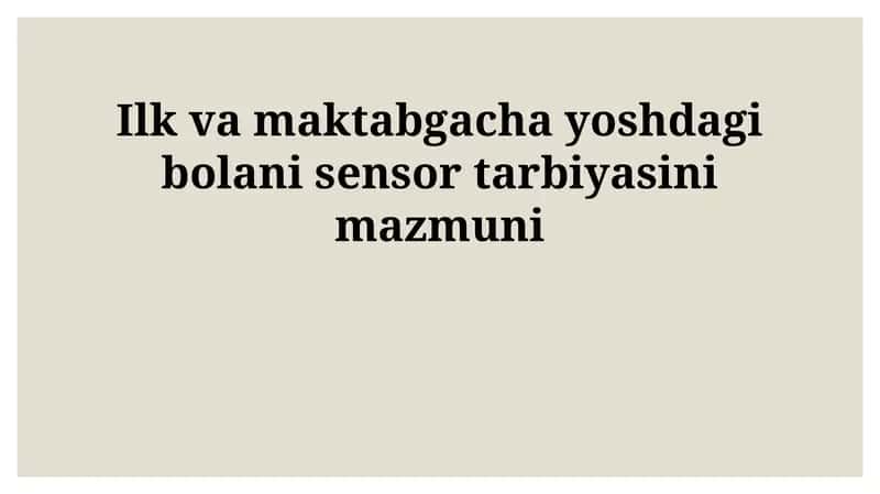 Sezgi Tarbiyasi