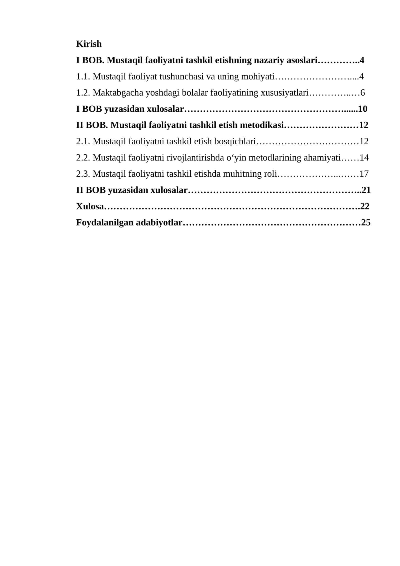 Mustaqil faoliyatni tashkil etishning nazariy asoslari
