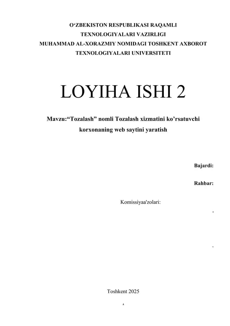 kurs ishi yoki individual loyha ishi