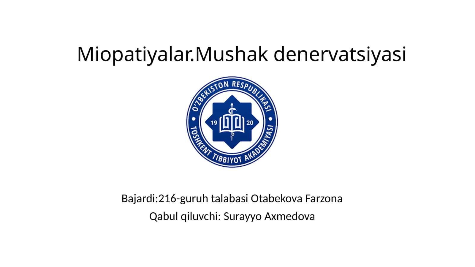 Miopatiyalar. Mushak denervatsiyasi