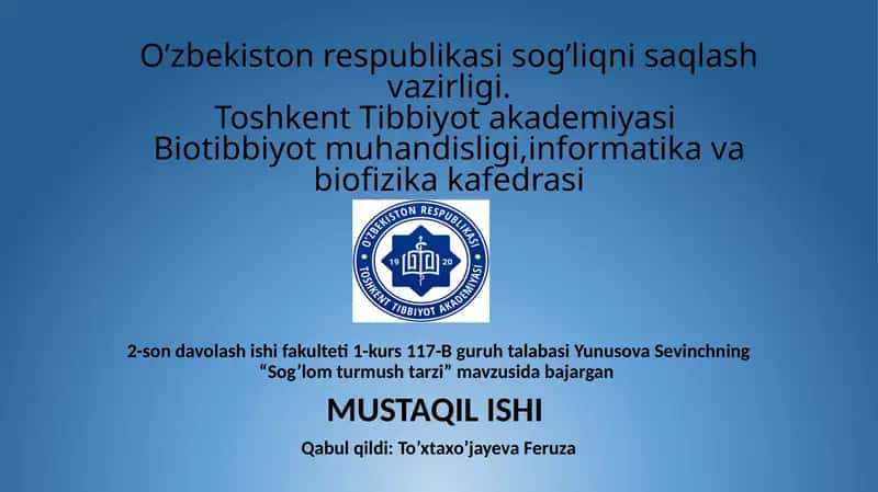 "Sog’lomturmush tarzi"