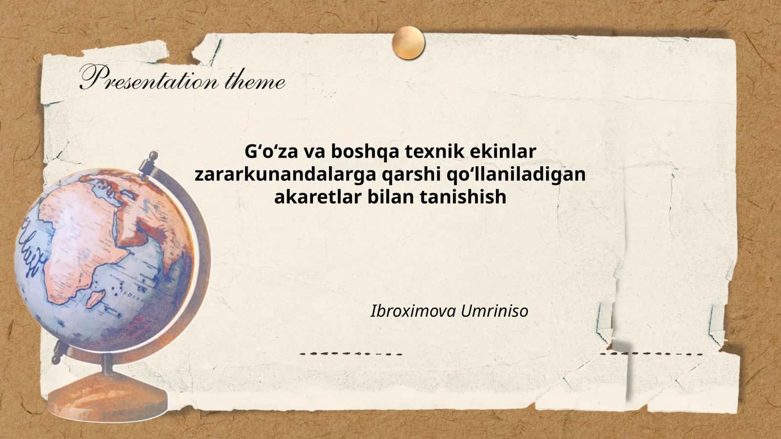 Gʻoʻza va boshqa texnik ekinlar zararkunandalarga qarshi qoʻllaniladigan akaretlar bilan tanishish