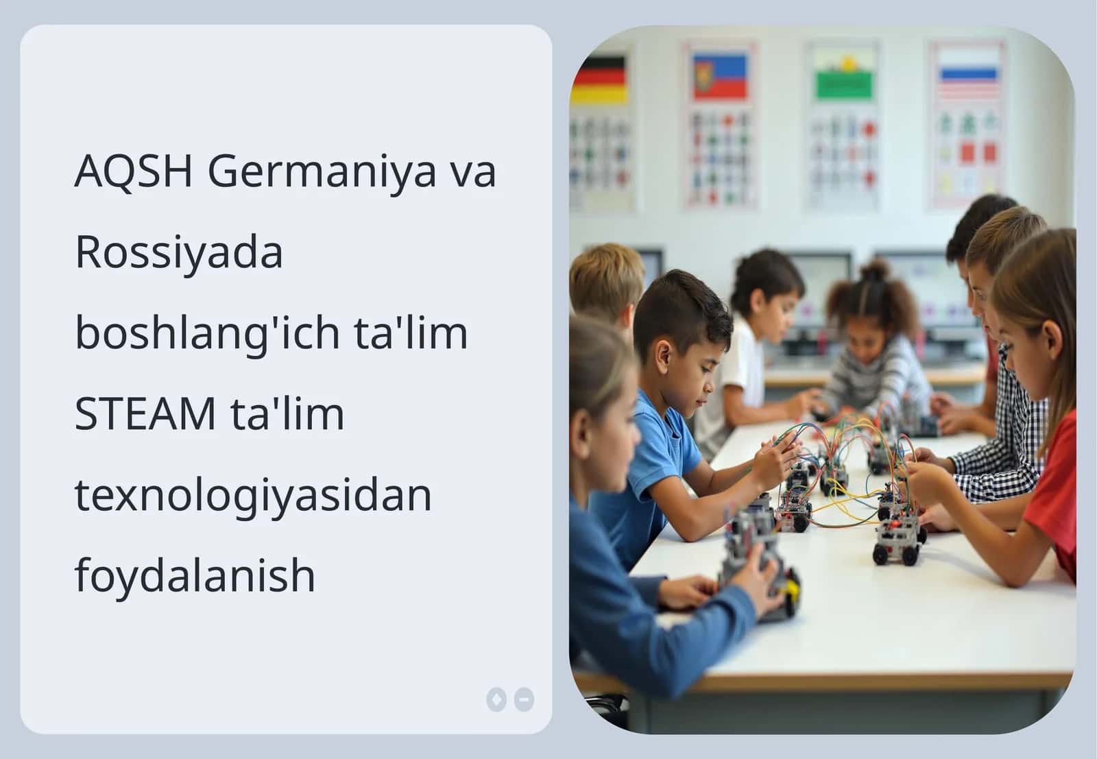 AQSH Germaniya va Rossiyada boshlang'ich ta'lim STEAM ta'lim texnologiyasidan foydalanish