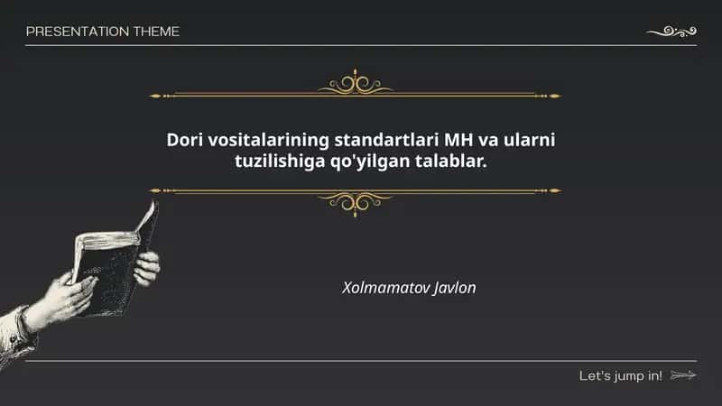 MH standartlari va Dori Vositalar