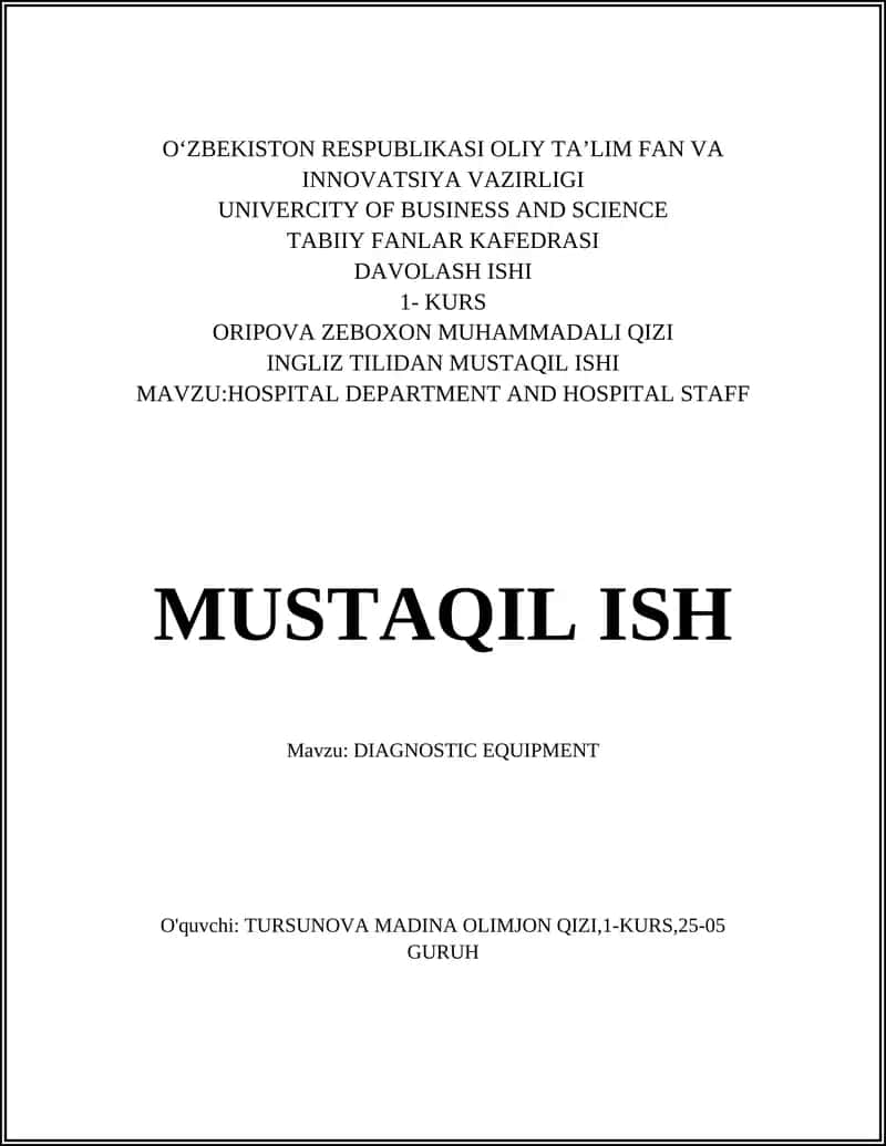 DIAGNOSTIC EQUIPMENT