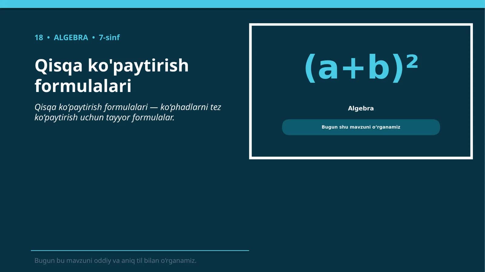 Qisqa ko'paytirish formulalari