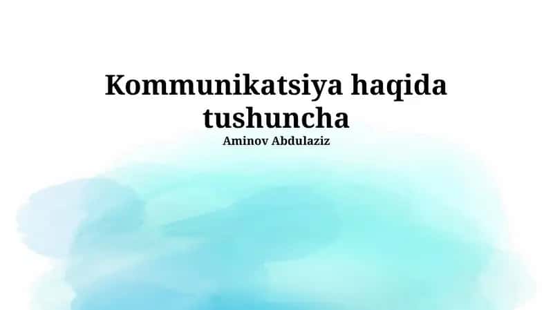 Muloqot jarayonining elementlari
