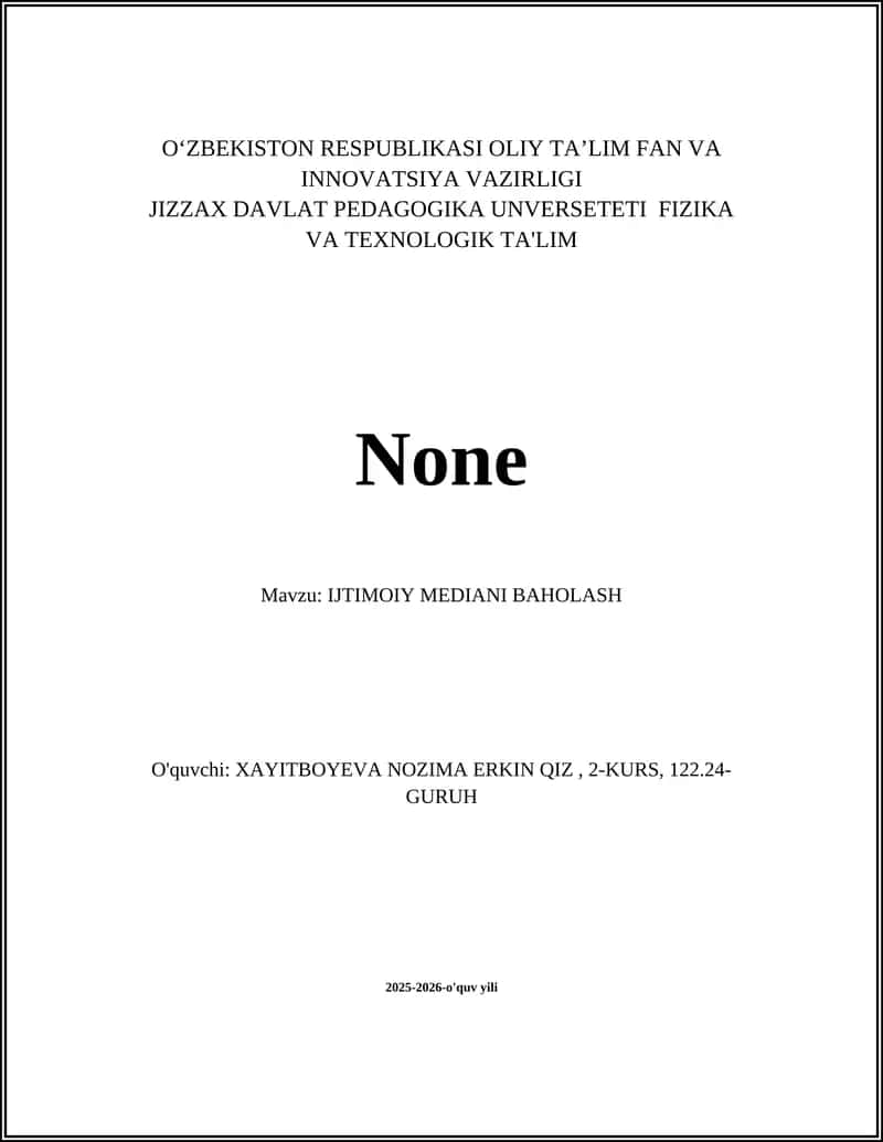 IJTIMOIY MEDIANI BAHOLASH