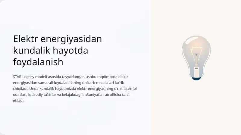 Elektr energiyasidan kundalik hayotda foydalanish