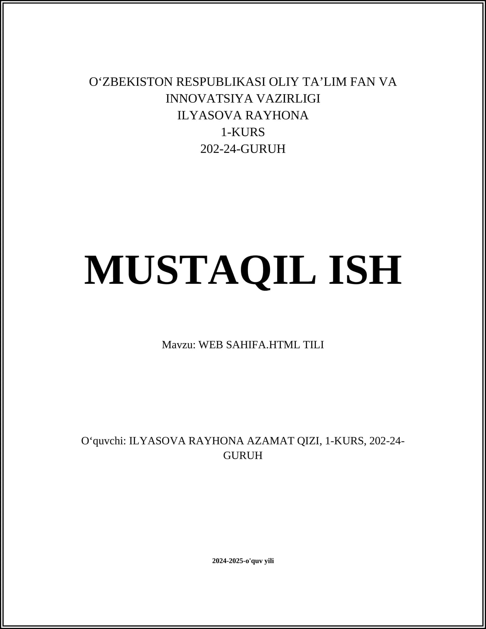 WEB SAHIFA.HTML TILI