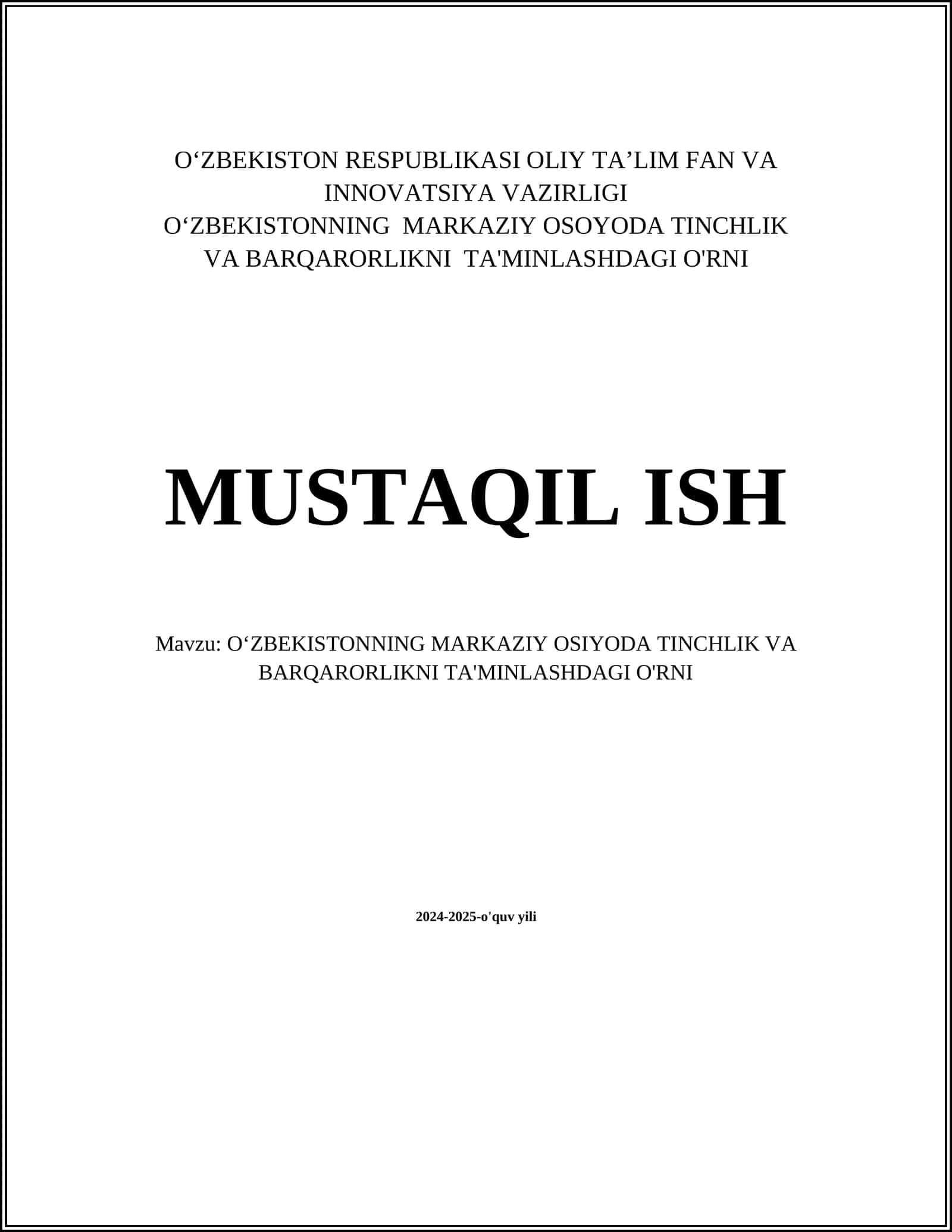 O‘zbekistonning Markaziy Osiyoda diplomatiya siyosati