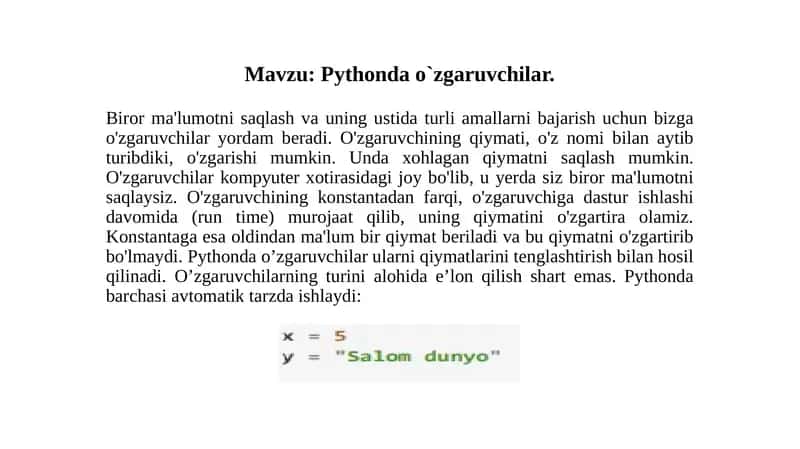 Pythondao`zgaruvchilar