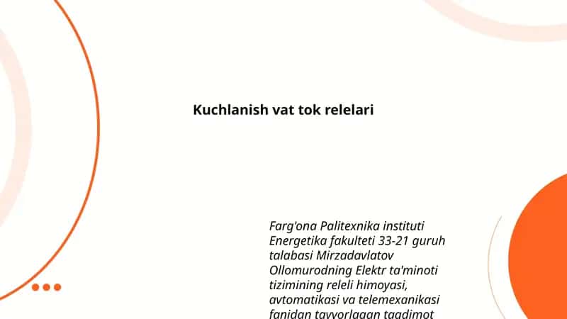 Kuchlanish vat tok relelari