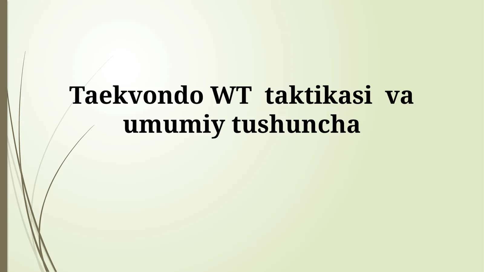 Taekvondo WT taktikasi va umumiytushuncha