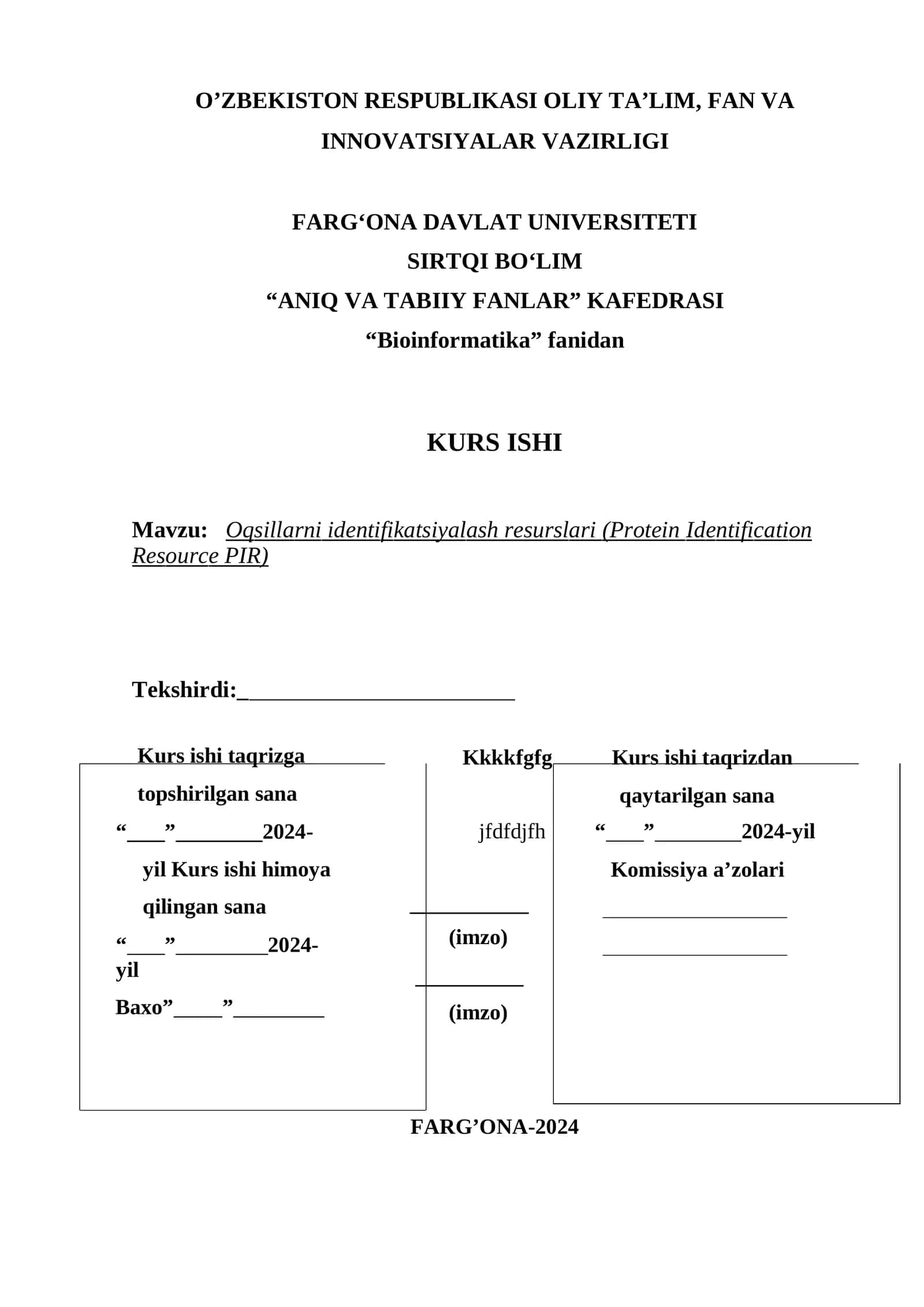 Oqsillarni identifikatsiyalash resurslari (Protein Identification Resource PIR)