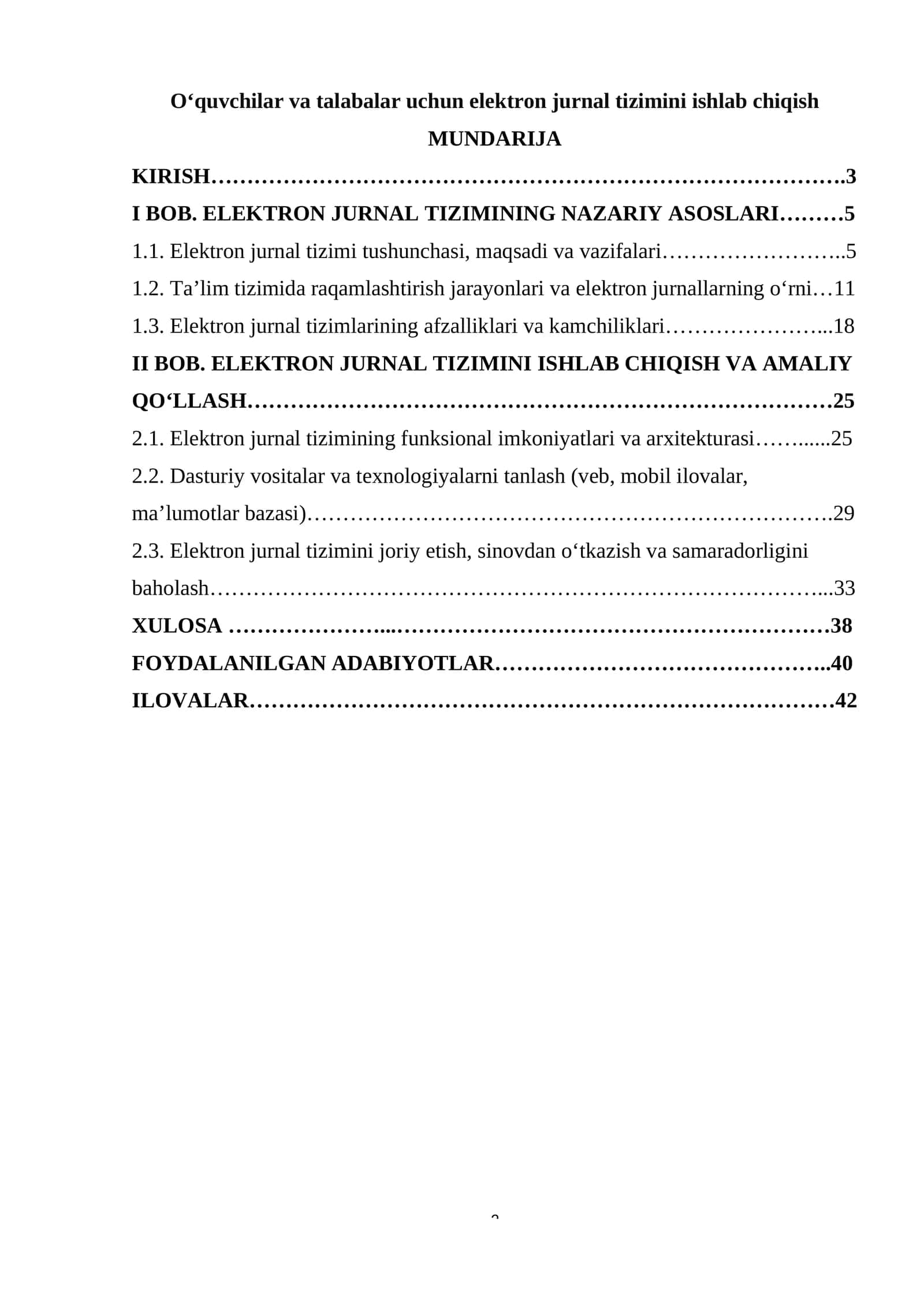O‘quvchilar va talabalar uchun elektron jurnal tizimini ishlab chiqish