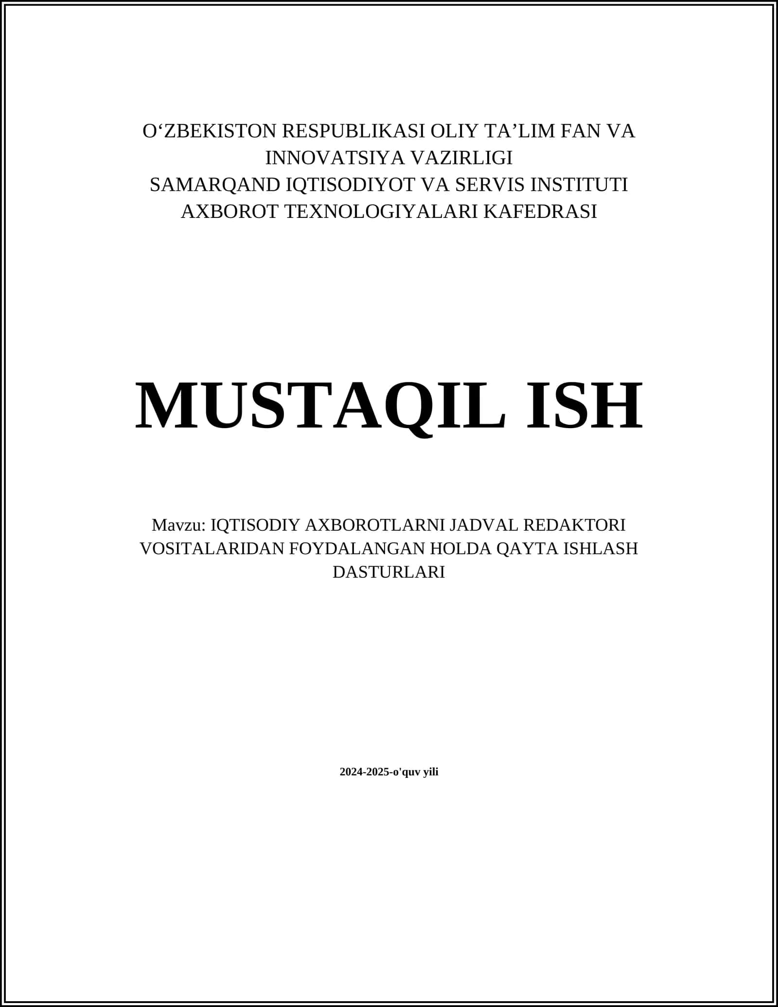 Jadval tahrirlash dasturlari