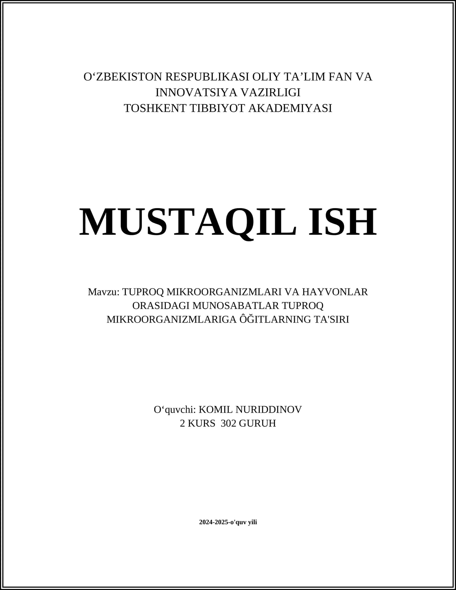 Tuproq Mikroorganizmlari va Hayvonlar Orasidagi Munosabatlar