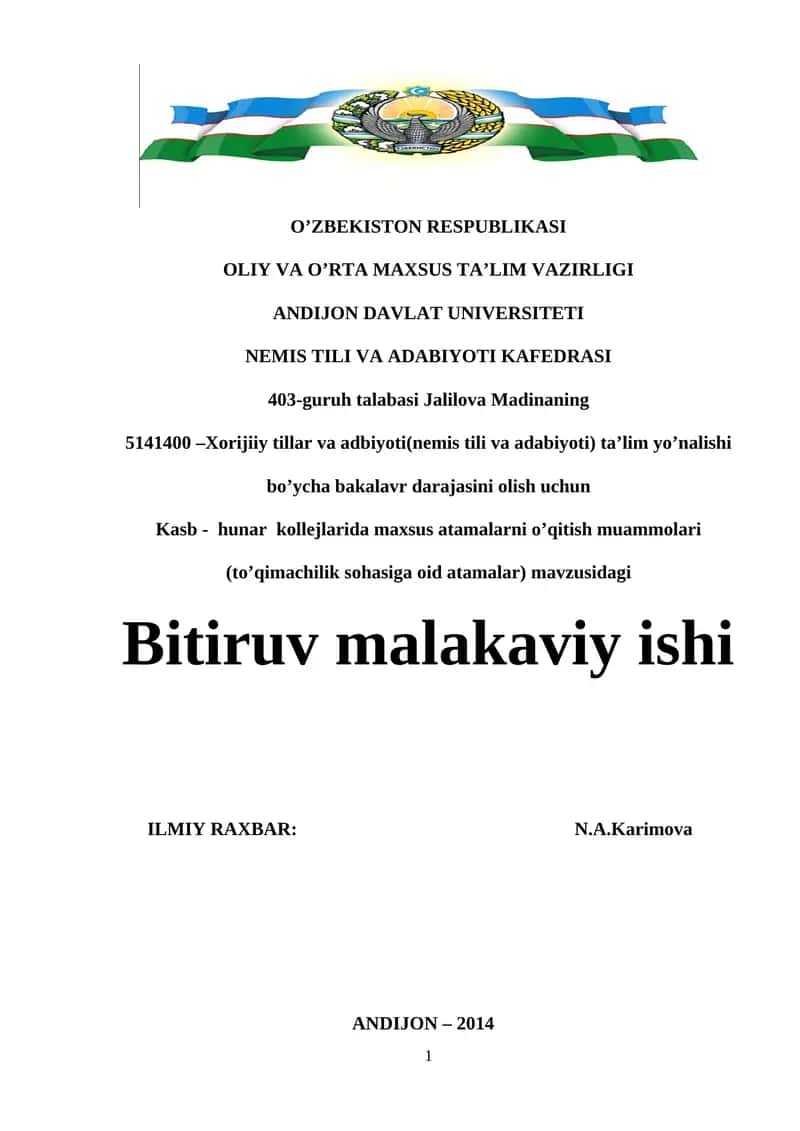 Bitiruv malakaviy ishi