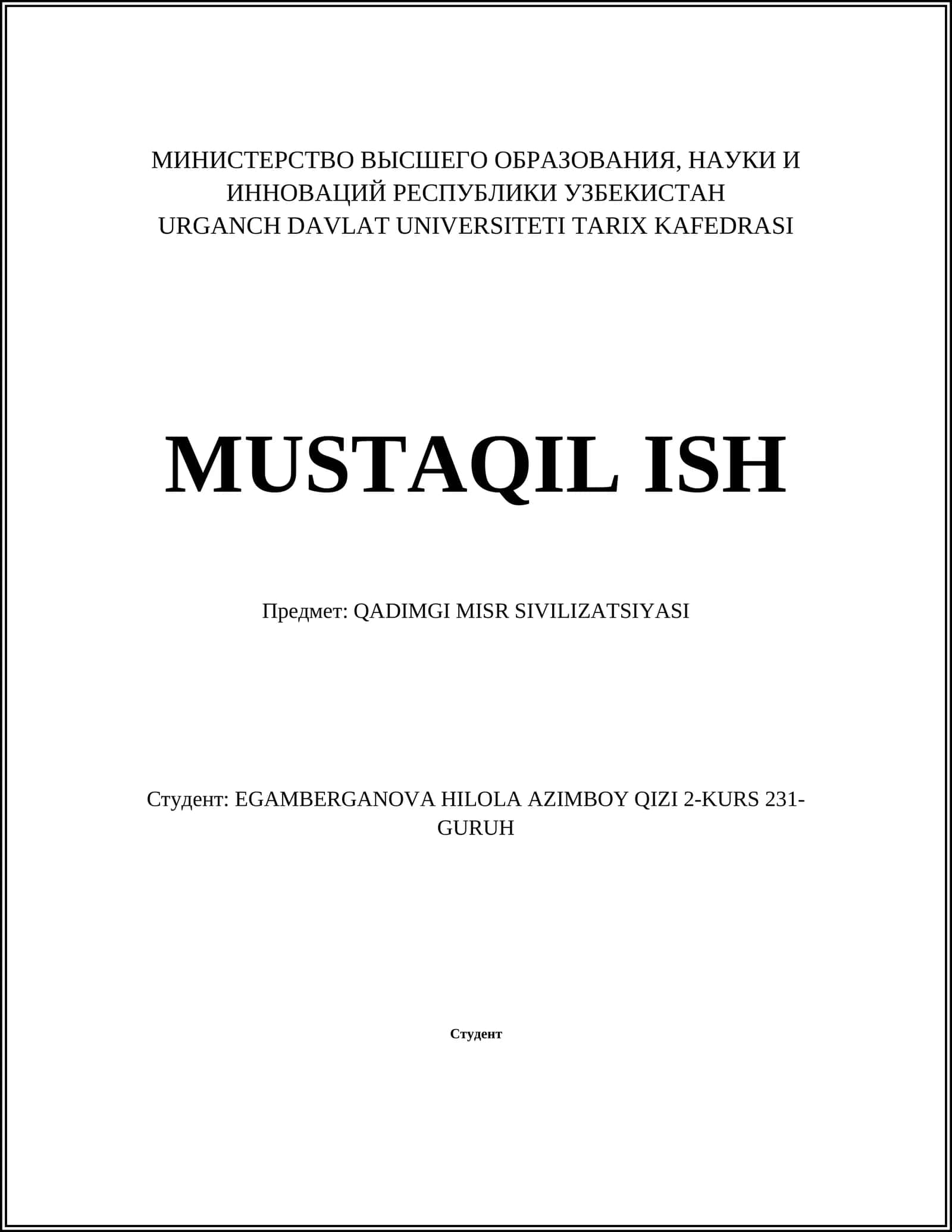 QADIMGI MISR SIVILIZATSIYASI