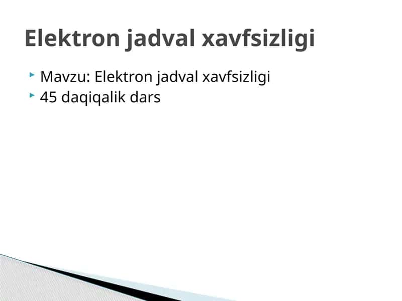 Elektron jadval xavfsizligi