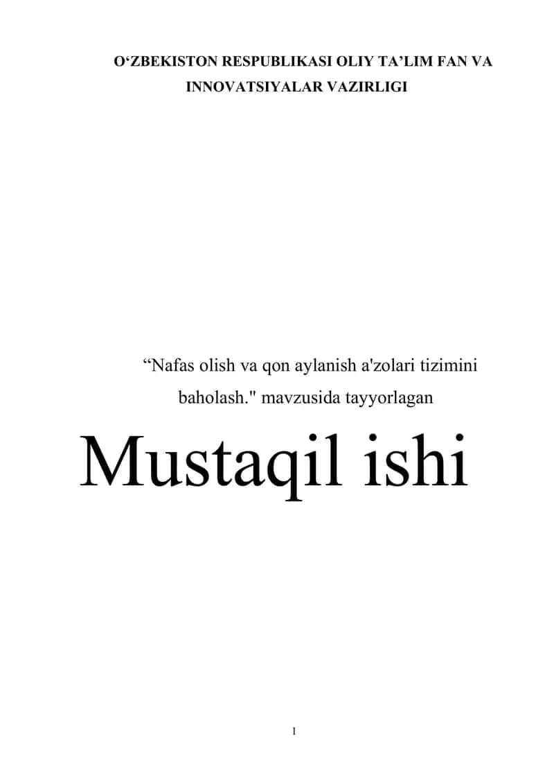 Nafas olish va qon aylanish a'zolari tizimini baholash