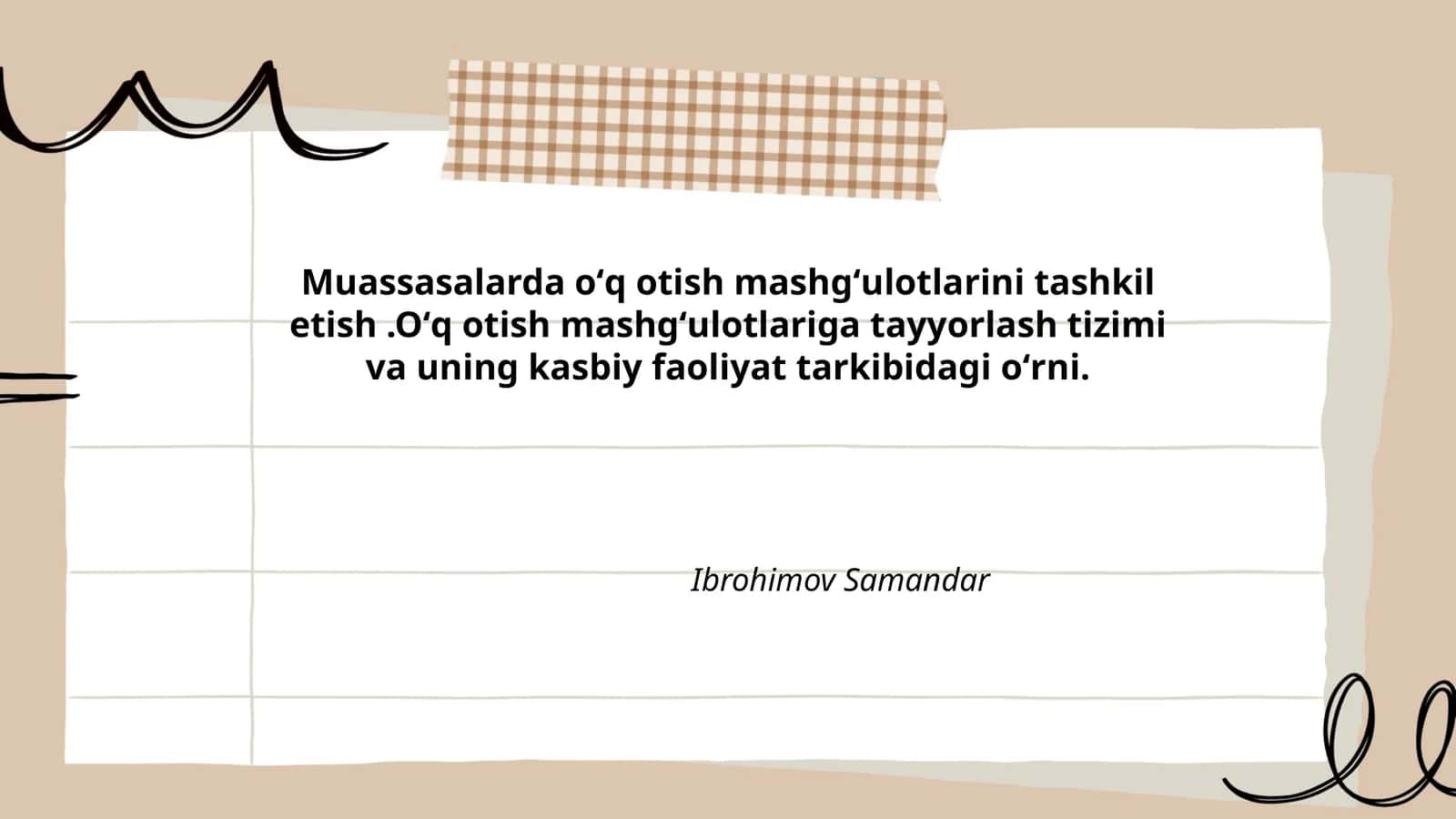 Oʻq otish mashgʻulotlarini tashkil etishning ahamiyati