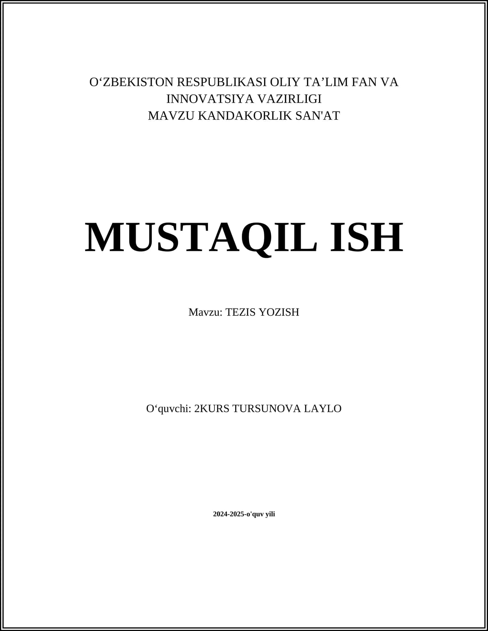 TEZIS YOZISH