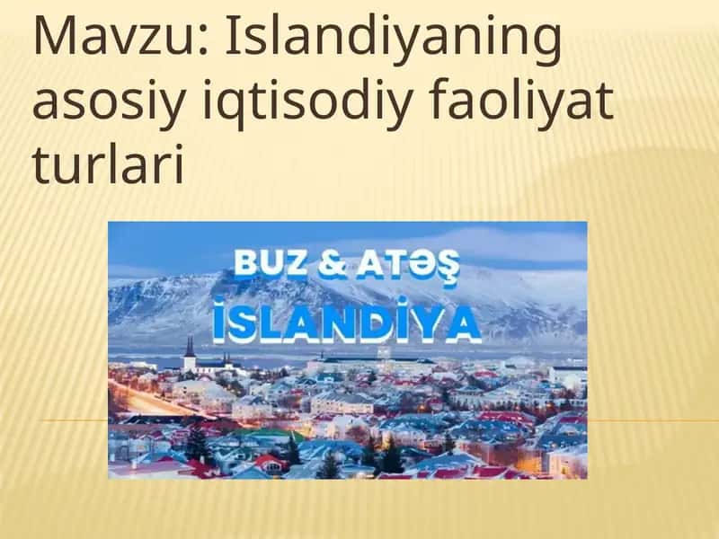 Islandiyaning asosiy iqtisodiy faoliyat turlari