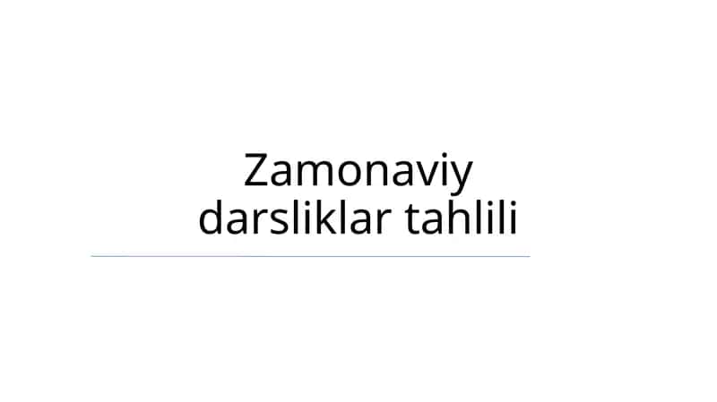 Zamonaviy darsliklar tahlili