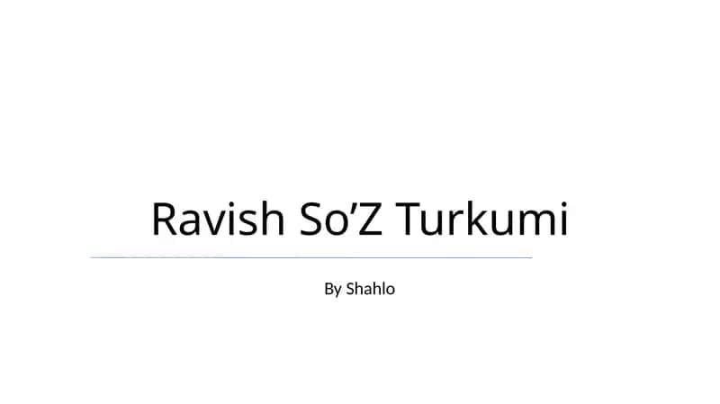 Ravish So’Z Turkumi