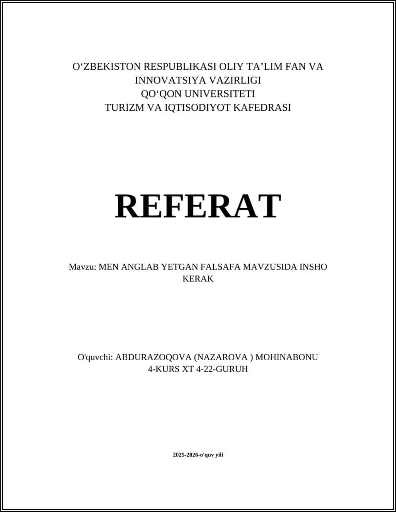 MEN ANGLAB YETGAN FALSAFA