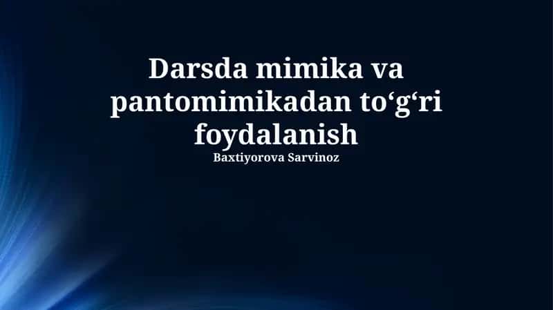 Sahnada Taqlid va Pandomimaning Qo‘llanilishi