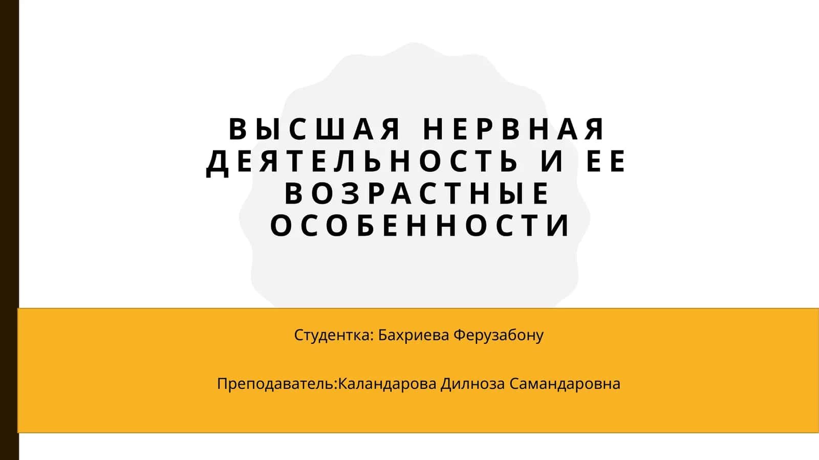 Высшая нервная деятельность и ее возрастные особенности