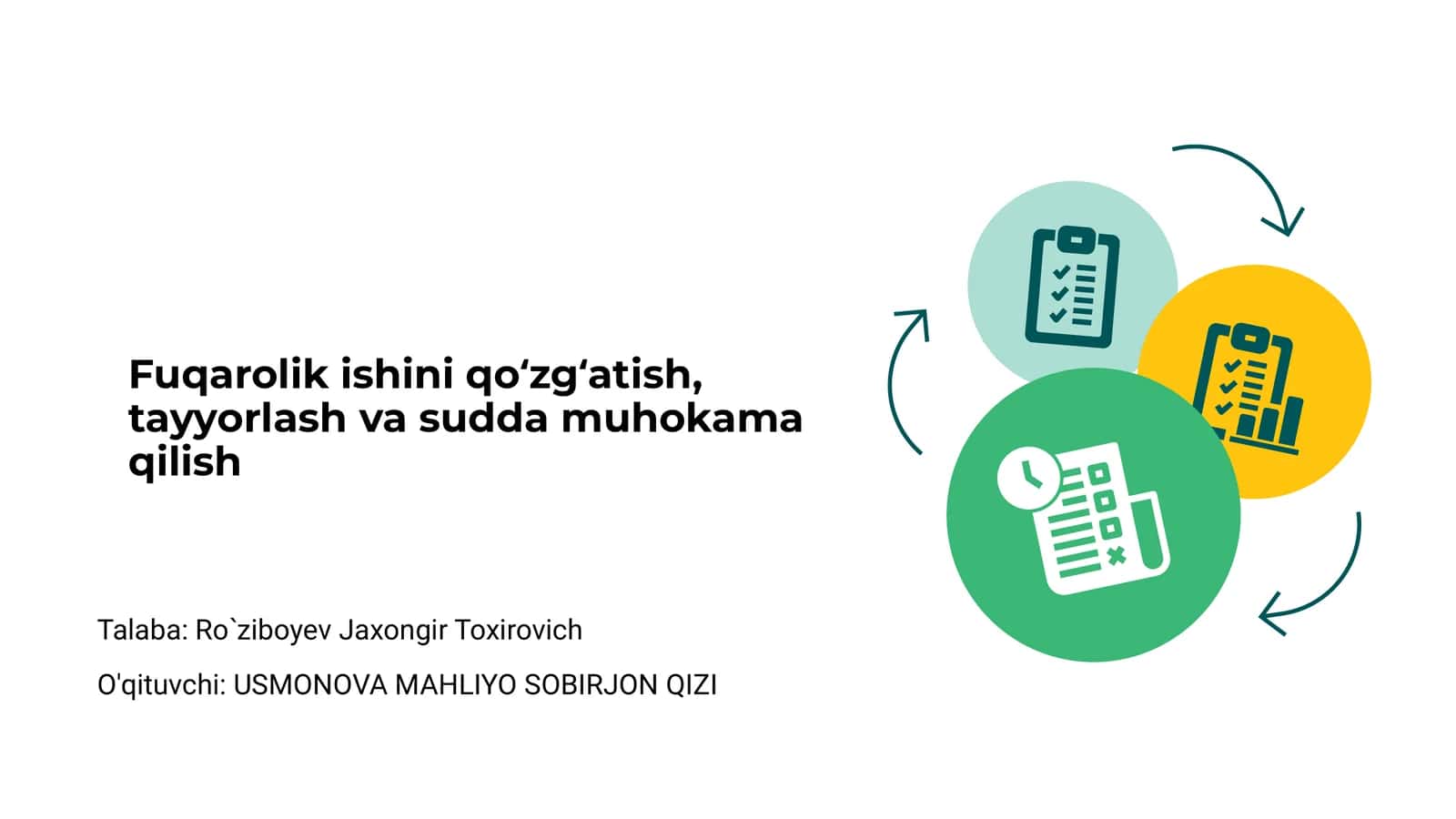 Fuqarolik ishini qo‘zg‘atish, tayyorlash va sudda muhokama qilish